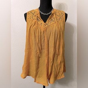 Women’s Yellow Lace Sleeveless Blouse